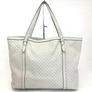 Gucci Tote Bag Shoulder Strap Leather Beige